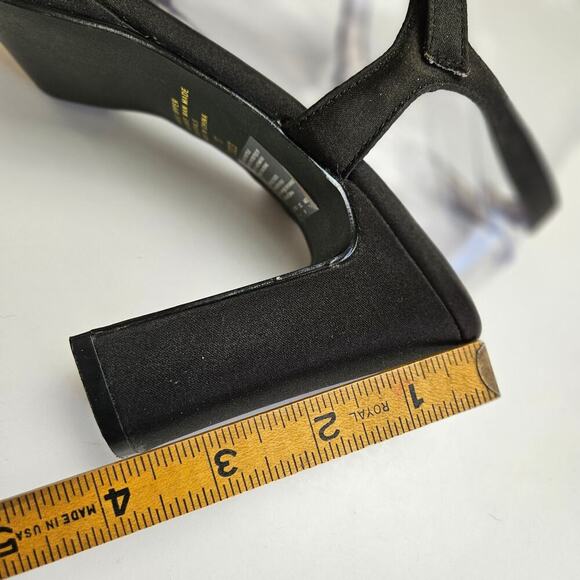 Y2K Unlisted Wedge Heels Women's 10‎ Black Satin Sequin Ankle Strap Sandals - Picture 12 of 12